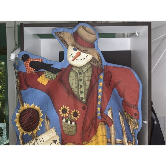 Autumn Scarecrow Wall Hanging Quilted Pumpkin Patch 41 x 27" - Picture 2 of 7